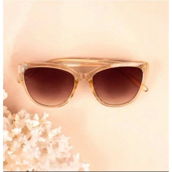 NEW RACHEL ZOE Nina Sunglasses - Nude Crystal/Brown - Picture 2 of 5